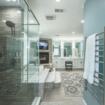 Grand Master Bathroom Remodel in Ashburn, VA with marble bathtub