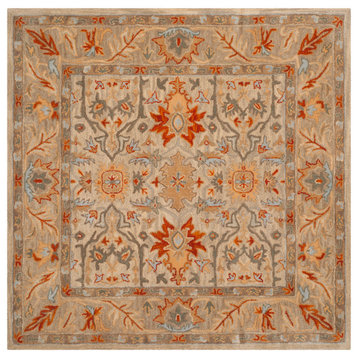 Safavieh Antiquity Collection AT63 Rug, Beige/Multi, 6' Square