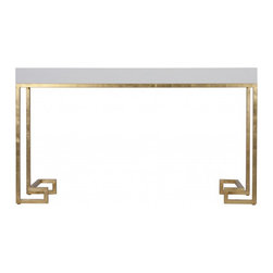 Worlds Away Barsanti White and Gold Lacquer Console - Baby And Kids