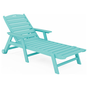 Lay Flat Chaise With Adjustable Back, Gulf Shores Teal