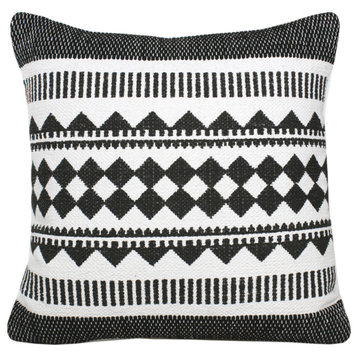 Bordered Modern Mosaic Geometric Stripe Throw Pillow, 20" X 20"