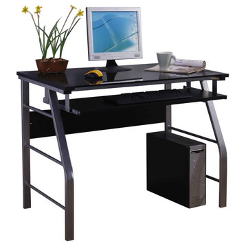 Branson Home & Office Workstation Computer Desk, Silver/Black