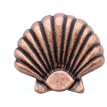 Seashell Cabinet Knob, Large, Antique Copper