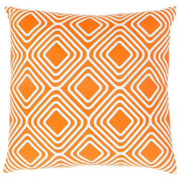 Miranda by Clairebella Down Pillow, Orange/White, 22' x 22'