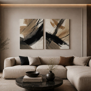 Organic Modern Canvas Wall Art Set – Earth Flow & Brush Rhythm