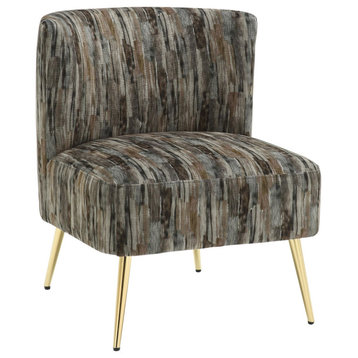 Fran Slipper Chair, Gold Metal/Gray Fabric