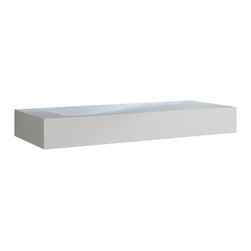 ADM Bathroom Design - ADM Rectangular Wall Mounted Sink, White, 47", Matte White, On-Right - Bathroom Sinks