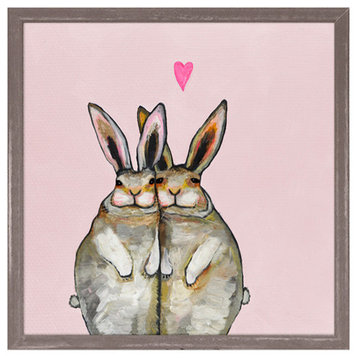 "Bunny Friends Pale Pink" Mini Framed Canvas by Eli Halpin