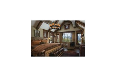 Inspiration for a large timeless master dark wood floor and brown floor bedroom remodel in Atlanta with no fireplace