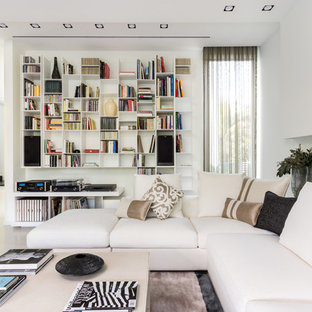 75 Beautiful Contemporary Family Room with White Walls Pictures & Ideas