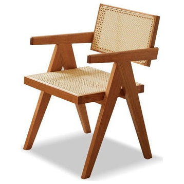 Solid Wood Chair Retro Rattan, Cherry Wood