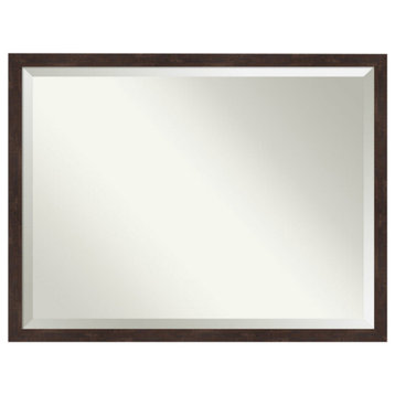 Fresco Dark Walnut Beveled Wood Bathroom Wall Mirror - 42.5 x 32.5 in.