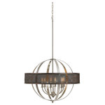 Cal - Cal Willow - Six Light Chandelier, Brushed Steel Finish - Durable steel constructionMetal globe designSix light candelabra base chandelierShips in one carton6 foot chain.Warranty: 1 yearBrushed Steel Finish * Number of Bulbs: 6 * Wattage:60W * Bulb Type:B10 * Bulb Included: No * UL Approved: