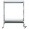 Inspired Home Ambrocio Bar Cart, Casters/2 Locking, Glass Shelves, Silver/Black