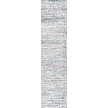 Loom Modern Strie' Area Rug, Gray/Turquoise, 2'x10'