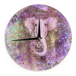 12-Inch Kess InHouse Marianna Tankelevich Fantasy Garden Pink Blue Wall Clock