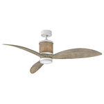 HINKLEY FAN - Hinkley Merrick 60" Integrated LED Indoor/Outdoor Ceiling Fan, Matte White - Merrick blends aesthetic appeal and practicality. Its authentic leather accents add a touch of tradition, while its carefully crafted blades provide just the right balance of contemporary style. Available in a variety of finishes, Merrick is the perfect accent piece to all spaces.