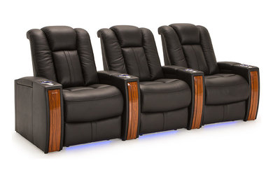 Seatcraft Monaco Home Theater Seating, Black, Leather, Row of 3
