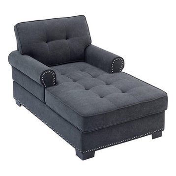 Alexent Calma Modern Linen Fabric Indoor Chaise Lounge, Gray