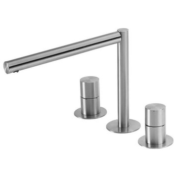 Lapa Modern Deck-Mount Bathroom Faucet with 2-Handles in Brushed Stainless Steel
