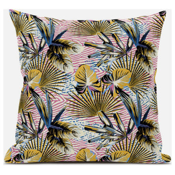 20" Gold Pink Tropical Suede Throw Pillow