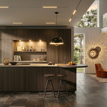 "The Obsidian Grove" Warm Minimalism Kitchen in Organic Modernism #interiordesig