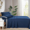 Serenta Lei Embroidered 4 Piece Bed Sheet Set, Navy Blue, King