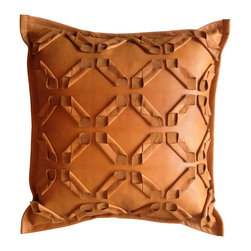 Leather Geometric Cut Pillow - Decorative Pillows