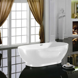 67'' x 32'' White Oval Soaking Free-Standing Pedestal Bathtub - Bathtubs