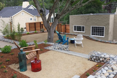 Design ideas for a large contemporary backyard partial sun garden in San Francisco with a retaining wall.