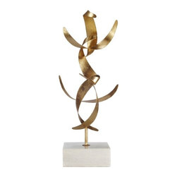 Worlds Away Malloy Gold Leaf Abstract Sculpture - Sculptures