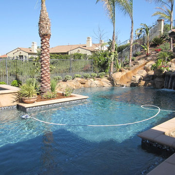 Swimming pool, rock slide, Spa