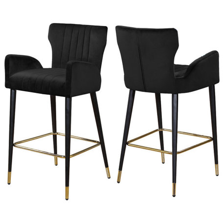 Luxe Velvet Stool (Set of 2), Black