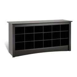 Prepac Shoe Storage Cubbie Bench in Black - Accent And Storage Benches