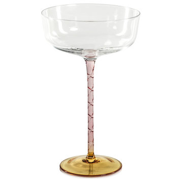 Sachi Amber and Pink Cocktail / Martini Glasses, Set of 4