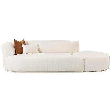 Fickle Cream Boucle 2-Piece Chaise Modular Left Arm Facing Sofa