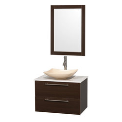 30 inch Single Bathroom Vanity in Espresso, Man-Made Stone, Arista Ivory Marble - Bathroom Vanities And Sink Consoles