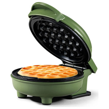 Personal Non-Stick Waffle Maker, Black - 4-inch Waffles in Minutes., Green