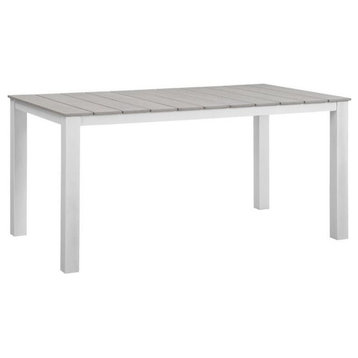 Hawthorne Collections Outdoor Dining Table in White Light Gray