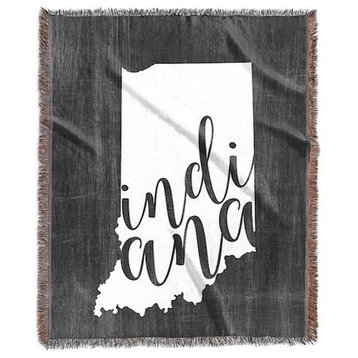 "Home State Typography, Indiana" Woven Blanket 60"x80"