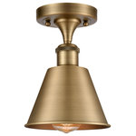 Innovations Lighting - Smithfield 1-Light Semi-Flush Mount, Brushed Brass, Brushed Brass - A truly dynamic fixture, the Ballston fits seamlessly amidst most decor styles. Its sleek design and vast offering of finishes and shade options makes the Ballston an easy choice for all homes.