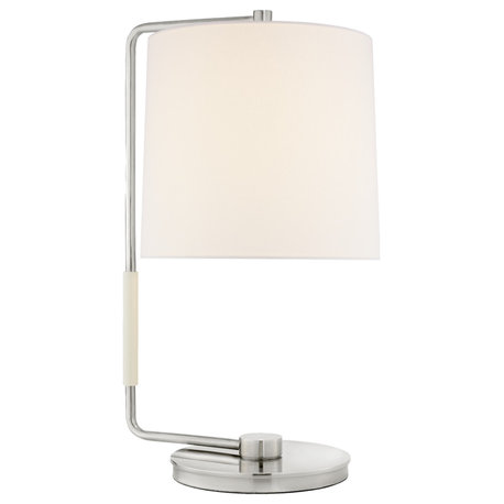 Swing Table Lamp in Soft Silver with Linen Shade