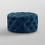 Sidney Round Cocktail Ottoman, Allover Tufted, Castered Legs, Velvet, Navy