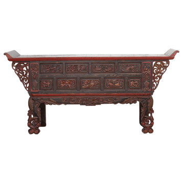 Antique Chinese Black & Gilt Console