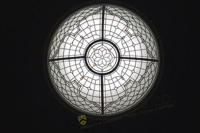 48" diameter leaded glass dome ceiling.