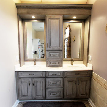 Peppercorn Cherry Vanity with Alabaster Ice Gray Cultured Marble Countertops