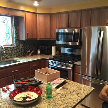 cabinet refacing--medium wood tones