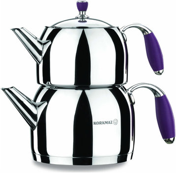 Korkmaz Stainless Steel Turkish Teapot Team 3.1 Liters, Induction Compatible, Pu