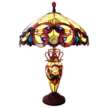 CHLOE Lighting CH18648AV18-DT3 DEMETRA AURORA Victorian Double Lit Table Lamp