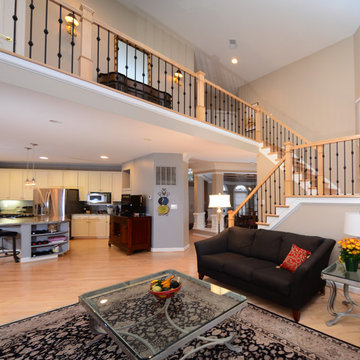Canadian Maple Hard Wood & Matching Maple Handrail w/ Iron Balusters